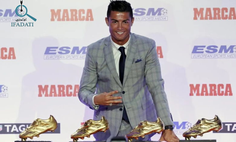 كم يملك رونالدو من حذاء ذهبي