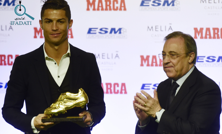 كم يملك رونالدو من حذاء ذهبي